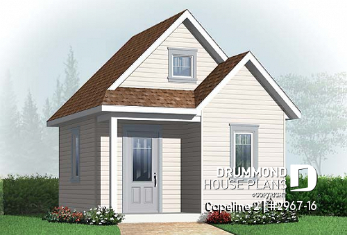 front - BASE MODEL - Affordable garden shed plan with storage in attic - Capeline 2