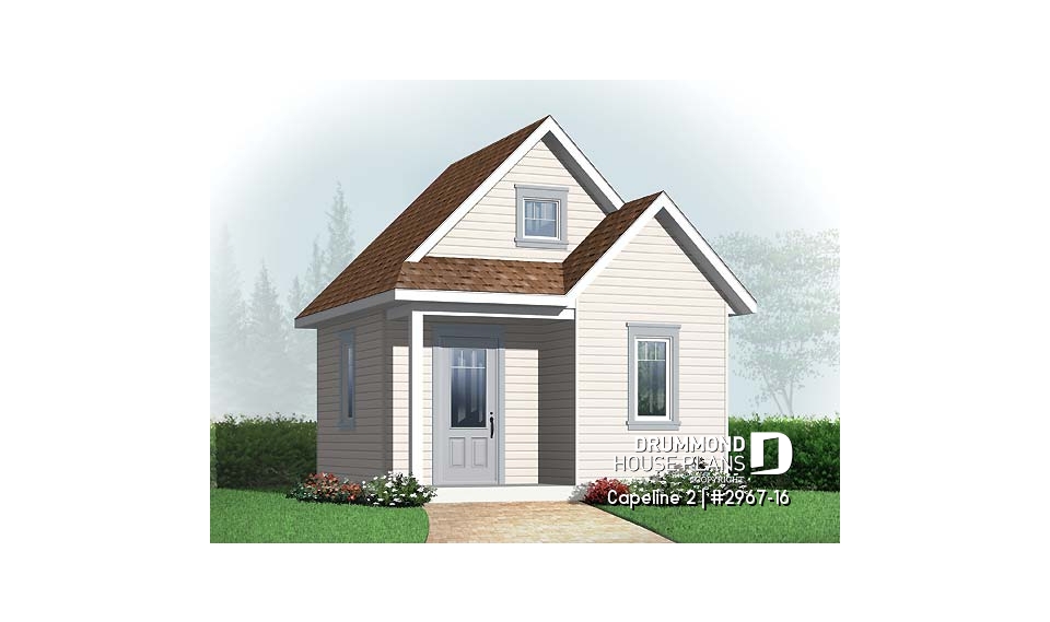 front - BASE MODEL - Affordable garden shed plan with storage in attic - Capeline 2