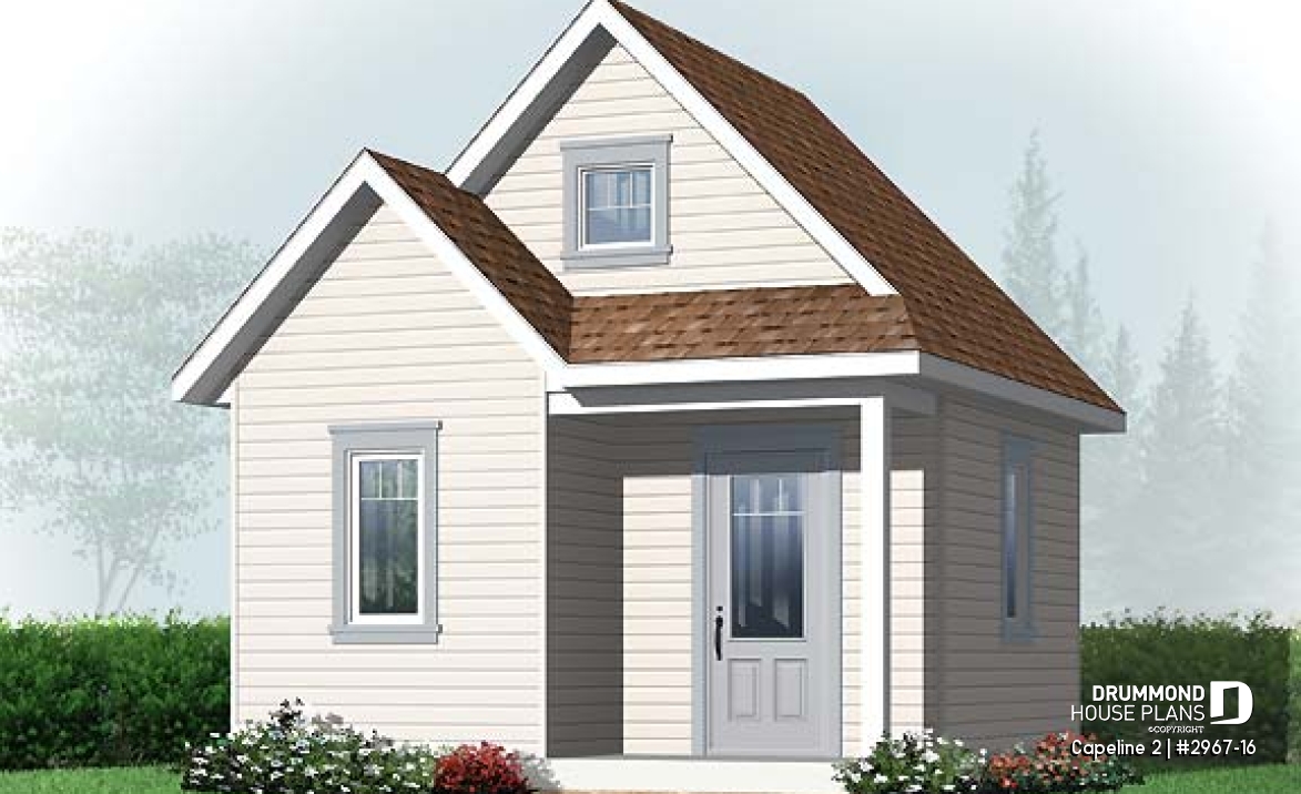 front - BASE MODEL - Affordable garden shed plan with storage in attic - Capeline 2