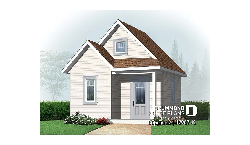front - BASE MODEL - Affordable garden shed plan with storage in attic - Capeline 2