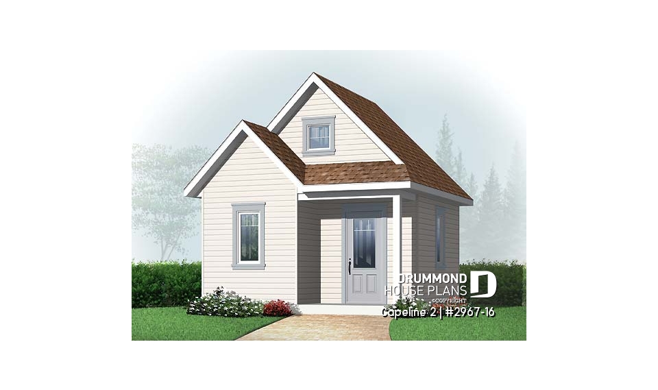 front - BASE MODEL - Affordable garden shed plan with storage in attic - Capeline 2