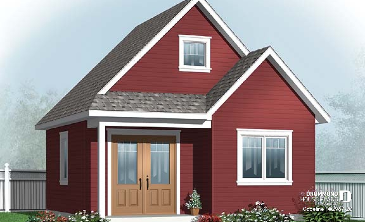 front - BASE MODEL - Garden shed plan with storage in attic - Capeline