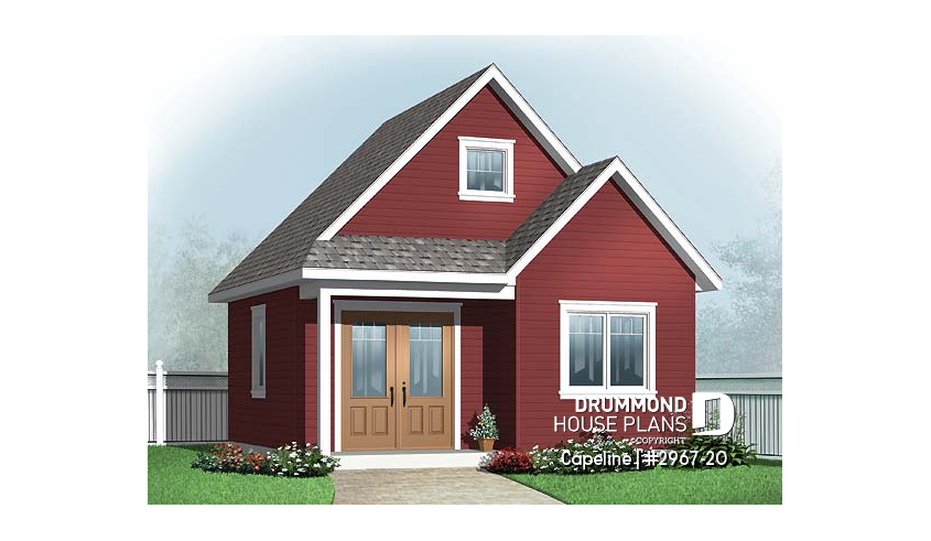 front - BASE MODEL - Garden shed plan with storage in attic - Capeline