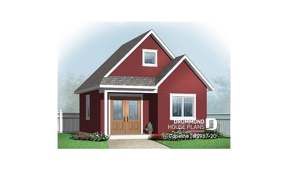 front - BASE MODEL - Garden shed plan with storage in attic - Capeline
