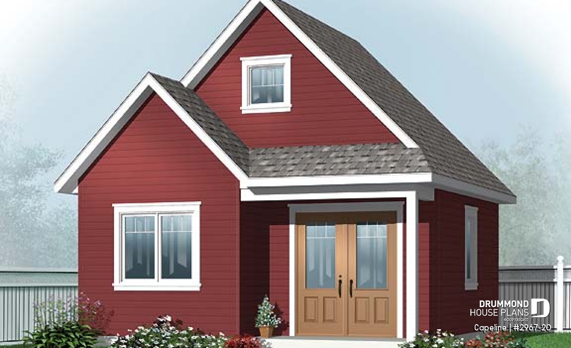front - BASE MODEL - Garden shed plan with storage in attic - Capeline