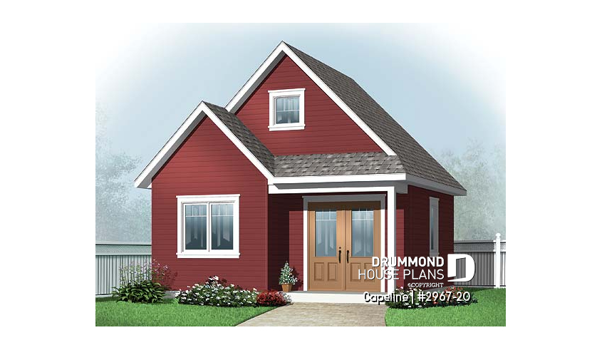 front - BASE MODEL - Garden shed plan with storage in attic - Capeline
