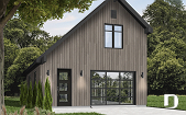 Color version 3 - Front - 1-car garage plan, Modern barn style, bonus room on second floor - Country Works
