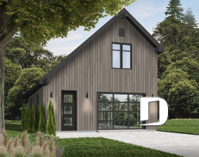 Color version 3 - Front - 1-car garage plan, Modern barn style, bonus room on second floor - Country Works