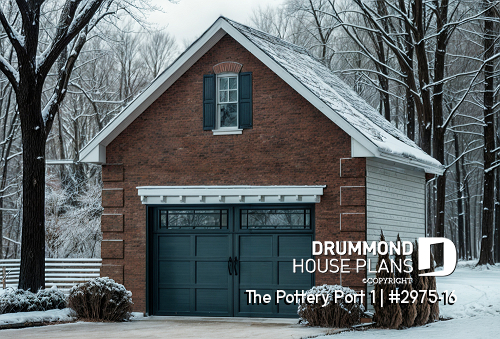 front - BASE MODEL - One car garage with second floor storage, colonial style - The Pottery Port 1