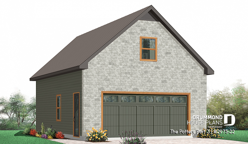 Color version 1 - Front - Two-car garage with bonus space on second floor / or storage space - The Pottery Port 3