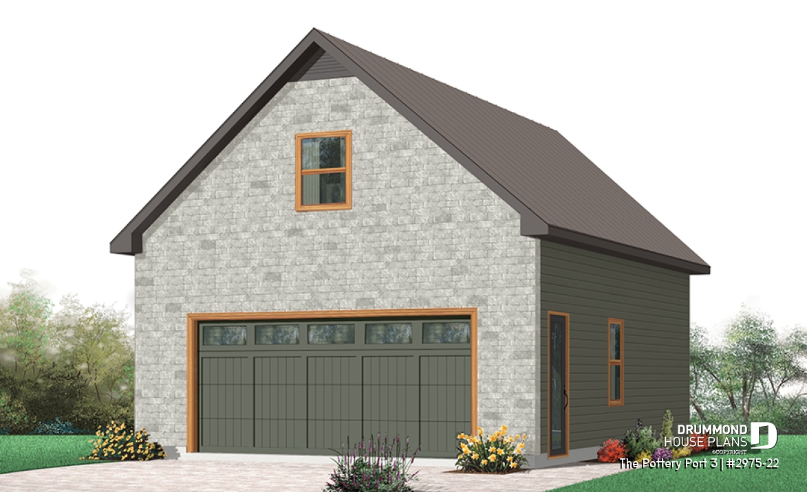 Color version 1 - Front - Two-car garage with bonus space on second floor / or storage space - The Pottery Port 3