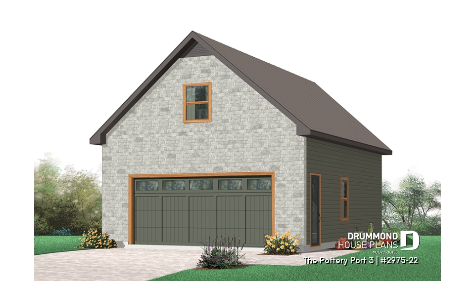 Color version 1 - Front - Two-car garage with bonus space on second floor / or storage space - The Pottery Port 3