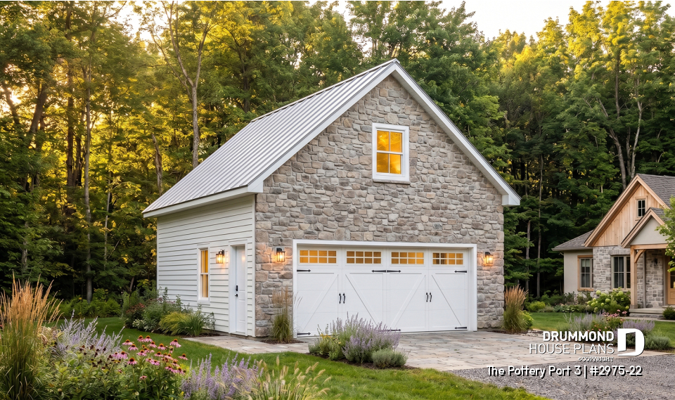 front - BASE MODEL - Two-car garage with bonus space on second floor / or storage space - The Pottery Port 3