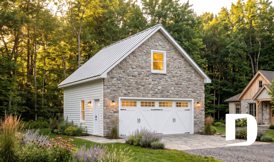 front - BASE MODEL - Two-car garage with bonus space on second floor / or storage space - The Pottery Port 3