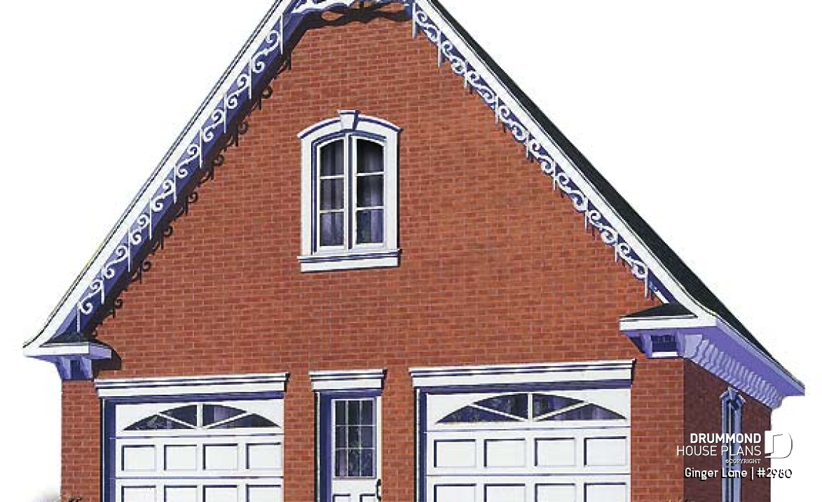 front - BASE MODEL - Double garage plan with large space (on second floor) for an office or storage - Ginger Lane