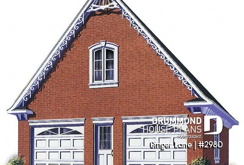 front - BASE MODEL - Double garage plan with large space (on second floor) for an office or storage - Ginger Lane