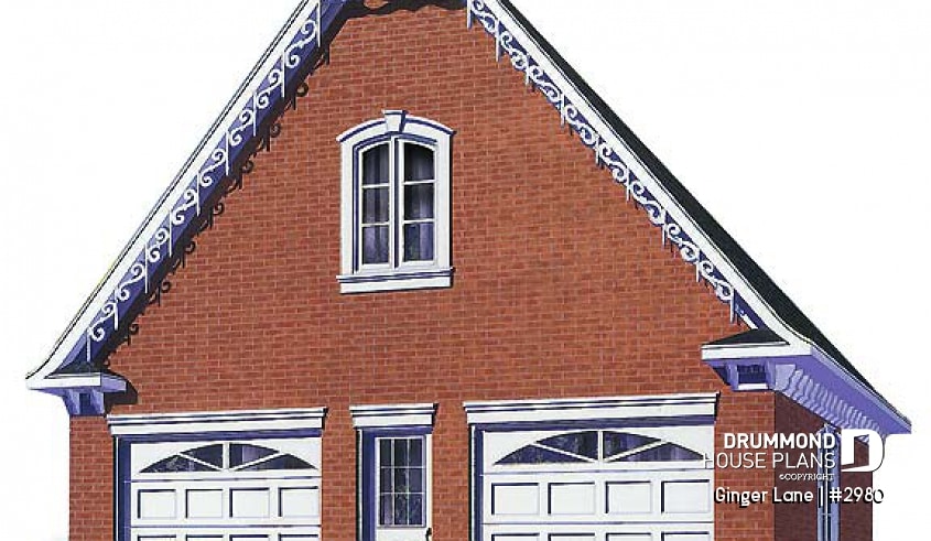 front - BASE MODEL - Double garage plan with large space (on second floor) for an office or storage - Ginger Lane