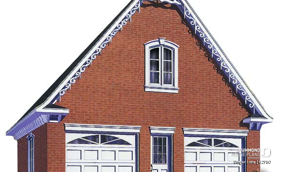 front - BASE MODEL - Double garage plan with large space (on second floor) for an office or storage - Ginger Lane