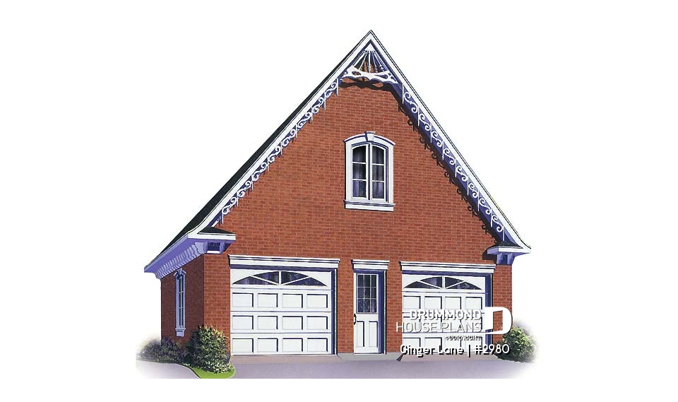 front - BASE MODEL - Double garage plan with large space (on second floor) for an office or storage - Ginger Lane