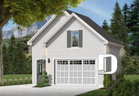 front - BASE MODEL - Country style Garage plan with storage on attic - The Townside 1