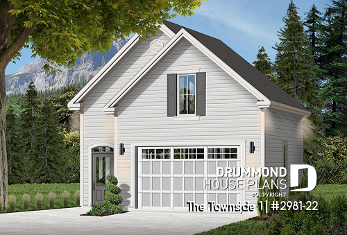 front - BASE MODEL - Country style Garage plan with storage on attic - The Townside 1