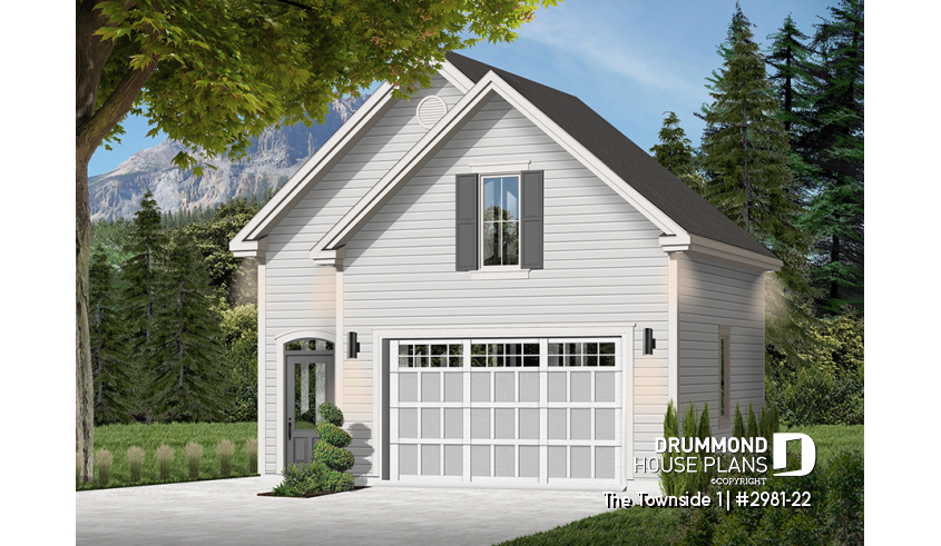 front - BASE MODEL - Country style Garage plan with storage on attic - The Townside 1