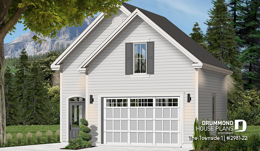 front - BASE MODEL - Country style Garage plan with storage on attic - The Townside 1