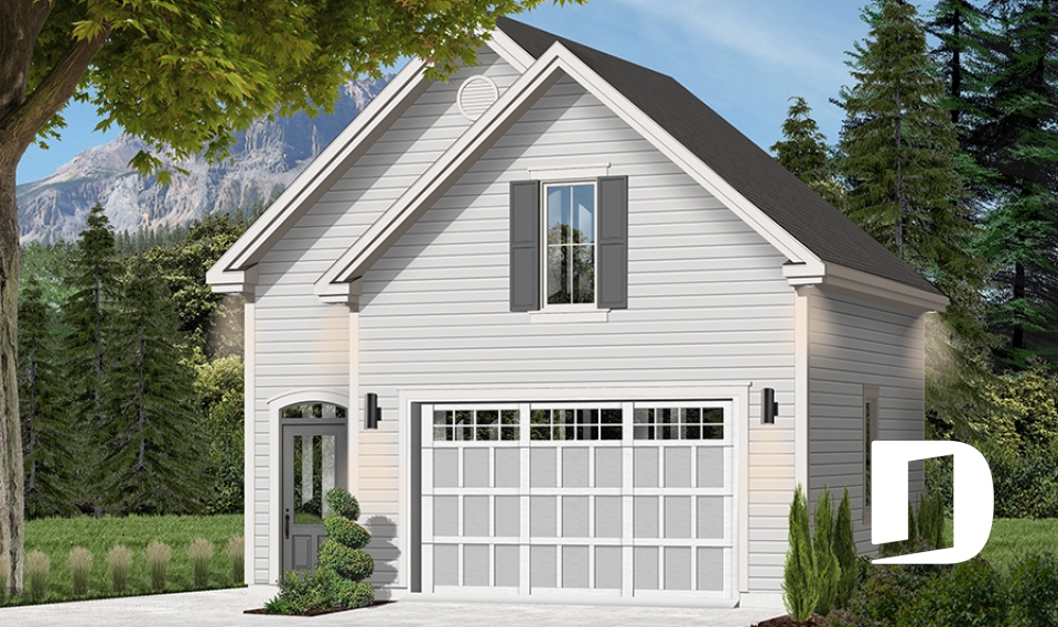 front - BASE MODEL - Spacious Country One-car Garage Plan with Storage on Attic  - The Townside 1