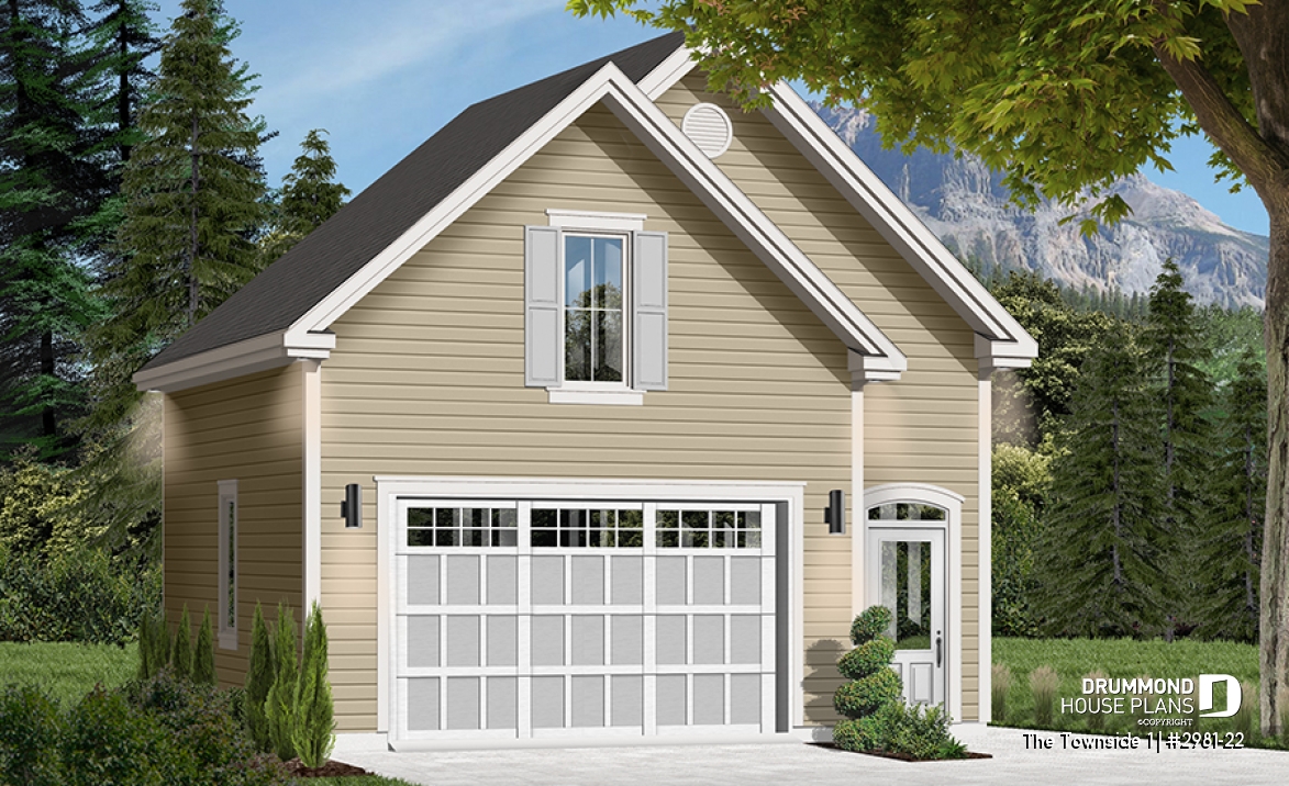 front - BASE MODEL - Spacious Country One-car Garage Plan with Storage on Attic  - The Townside 1