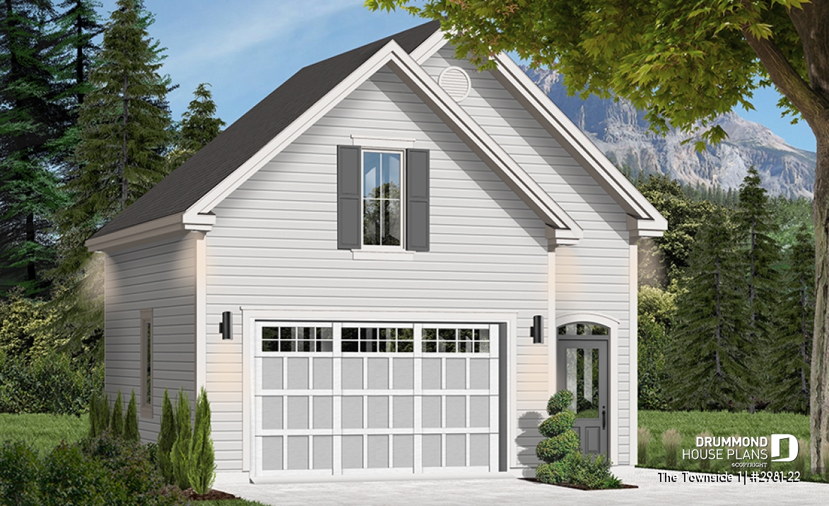 front - BASE MODEL - Spacious Country One-car Garage Plan with Storage on Attic  - The Townside 1