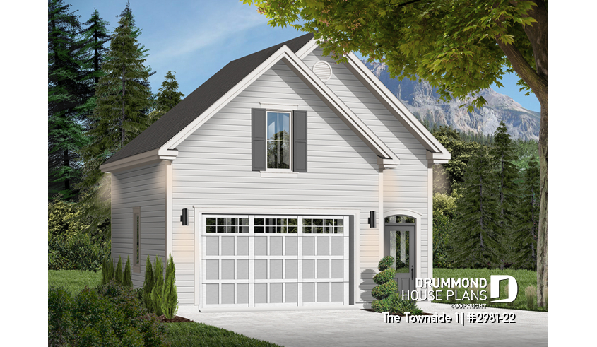 front - BASE MODEL - Country style Garage plan with storage on attic - The Townside 1