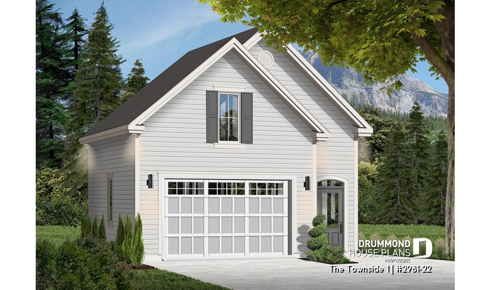 front - BASE MODEL - Spacious Country One-car Garage Plan with Storage on Attic  - The Townside 1
