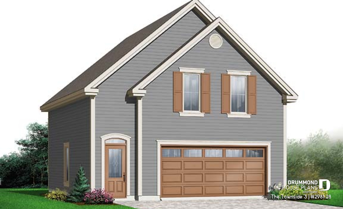 front - BASE MODEL - 2-car garage with second floor storage room - The Townside 3