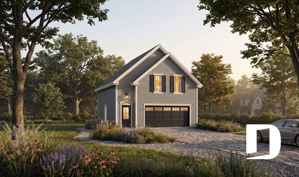 front - BASE MODEL - 2-car garage with second floor storage room - The Townside 3