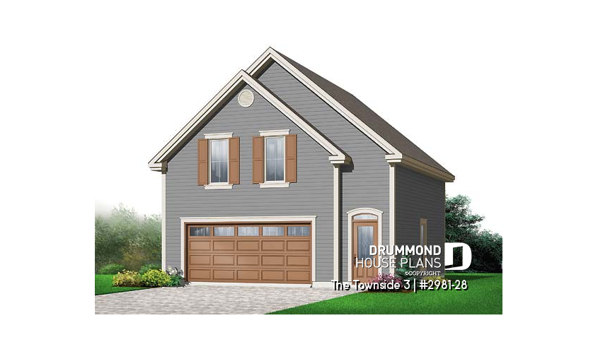front - BASE MODEL - 2-car garage with second floor storage room - The Townside 3