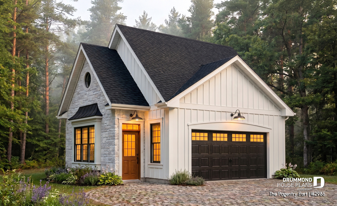 front - BASE MODEL - 2-car garage plan with storage in attic - The Pagentry Port