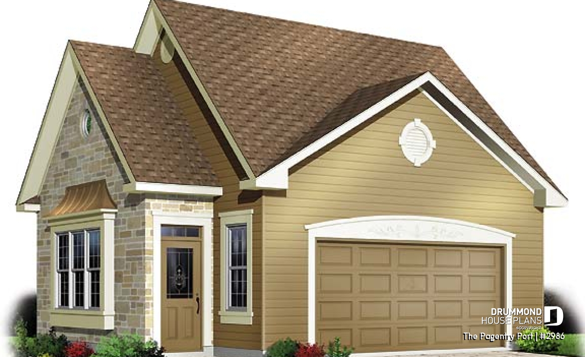 front - BASE MODEL - 2-car garage plan with storage in attic - The Pagentry Port