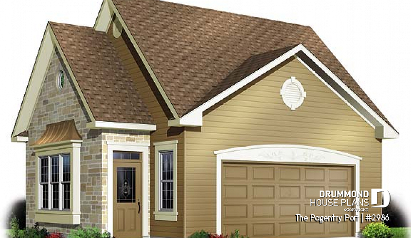 front - BASE MODEL - 2-car garage plan with storage in attic - The Pagentry Port