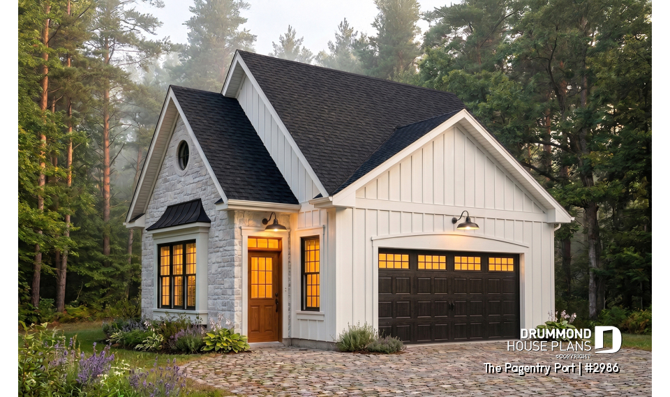 front - BASE MODEL - 2-car garage plan with storage in attic - The Pagentry Port