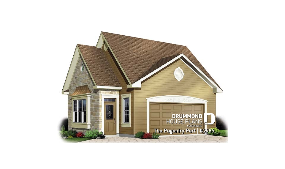 front - BASE MODEL - 2-car garage plan with storage in attic - The Pagentry Port