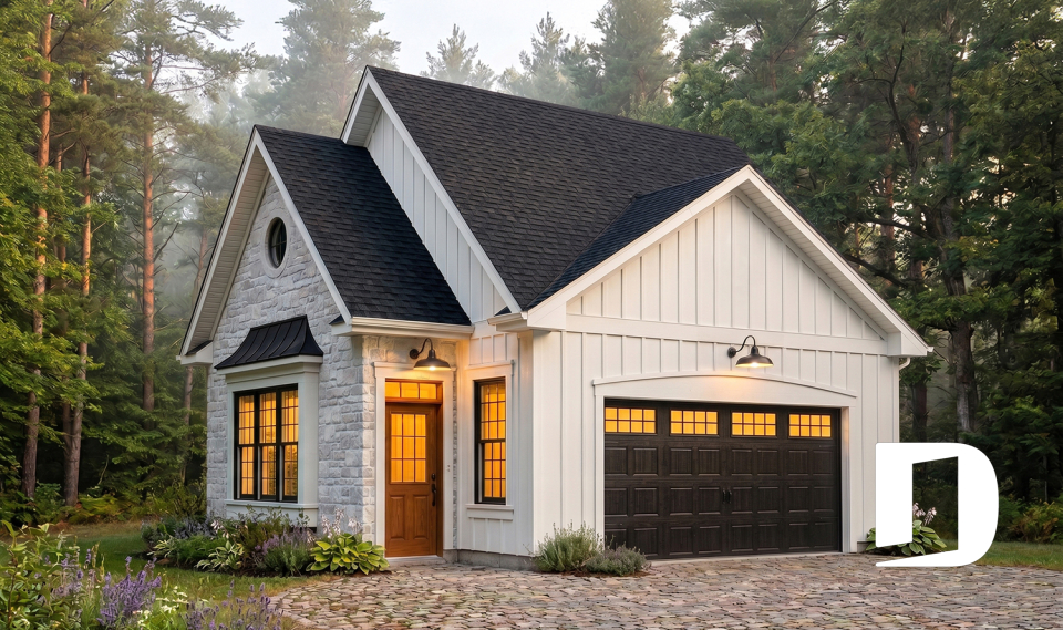 front - BASE MODEL - 2-car garage plan with storage in attic - The Pagentry Port