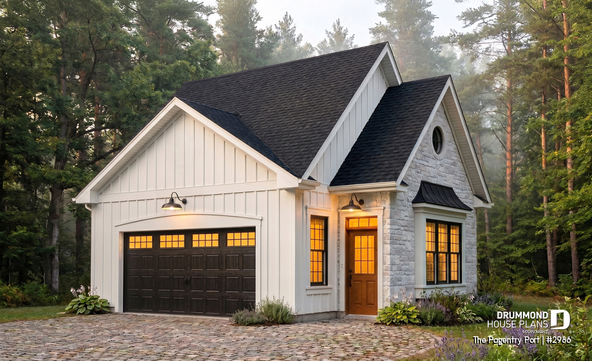 front - BASE MODEL - 2-car garage plan with storage in attic - The Pagentry Port