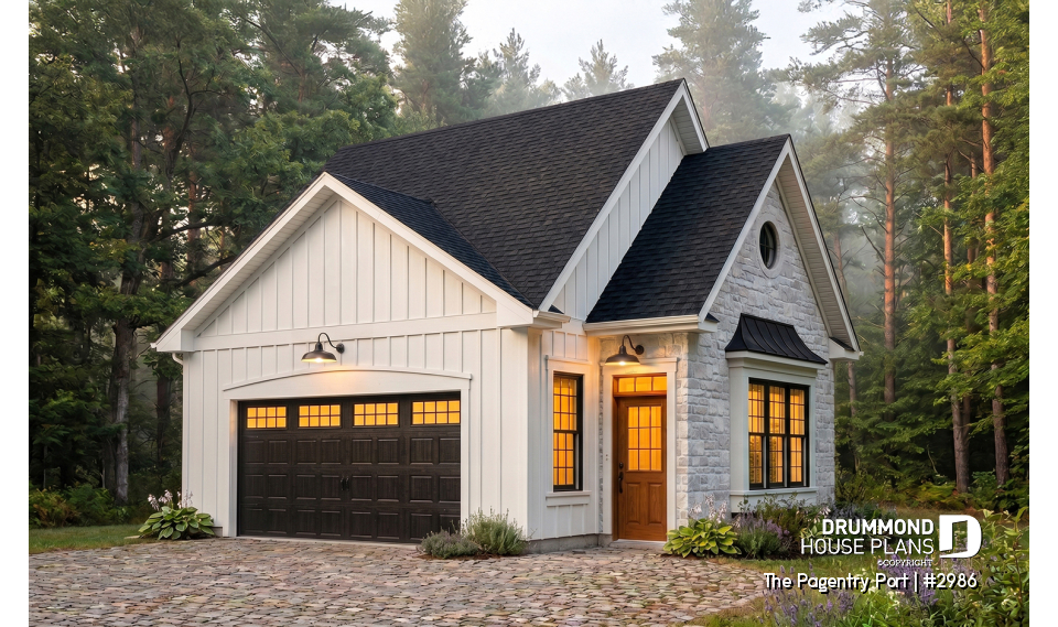 front - BASE MODEL - 2-car garage plan with storage in attic - The Pagentry Port