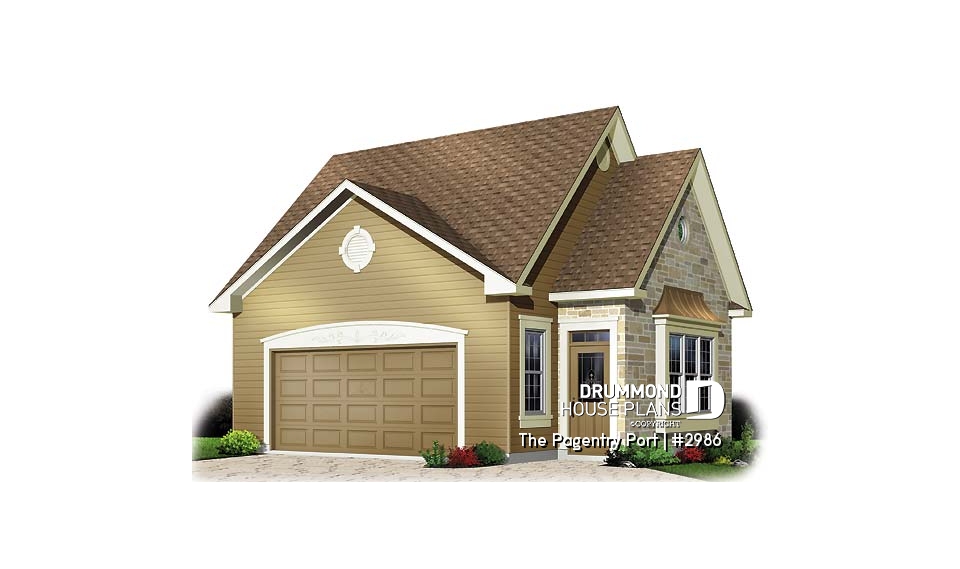 front - BASE MODEL - 2-car garage plan with storage in attic - The Pagentry Port