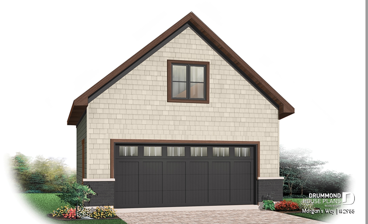 front - BASE MODEL - Trasitional style double car garage with bonus space on attic. - Morgan's Way