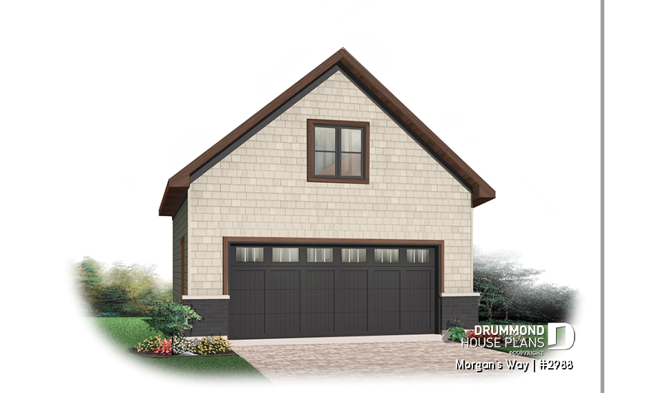 front - BASE MODEL - Trasitional style double car garage with bonus space on attic. - Morgan's Way