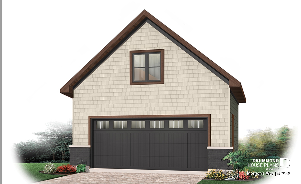 front - BASE MODEL - Trasitional style double car garage with bonus space on attic. - Morgan's Way