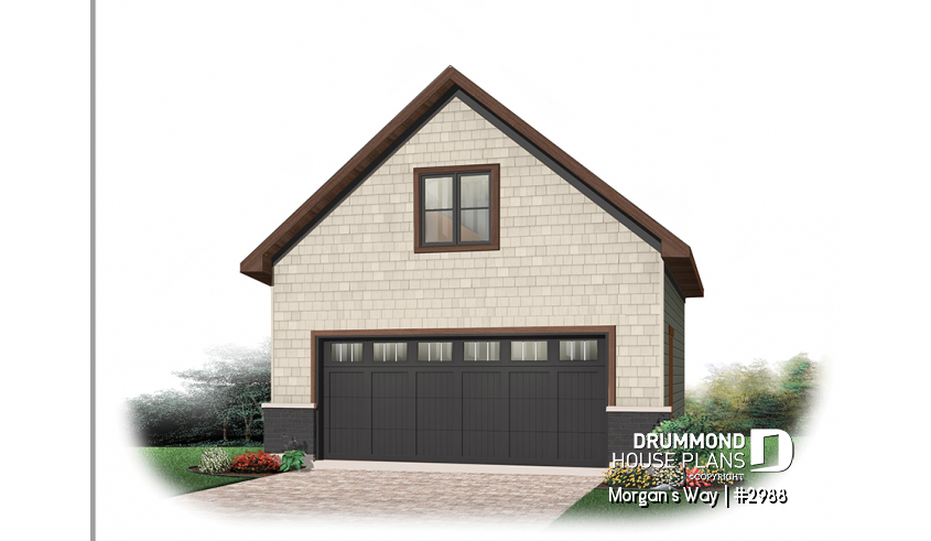 front - BASE MODEL - Trasitional style double car garage with bonus space on attic. - Morgan's Way