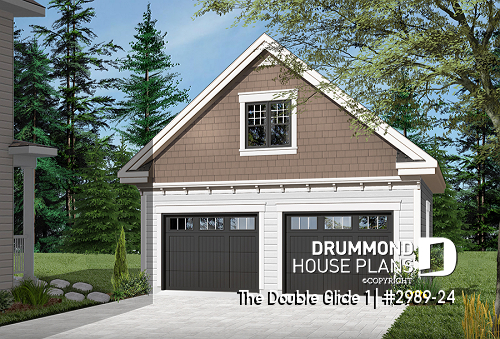 Color version 1 - Front - 2 story garage plan with bonus space in second floor - The Double Glide 1