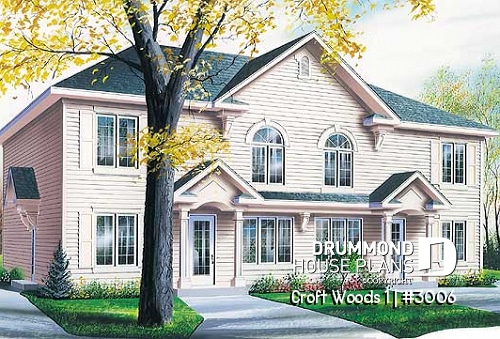 front - BASE MODEL - 4 unit apartment building plan, 2 bedrooms and laundry room on each apt., kitchen island and more! - Croft Woods 1